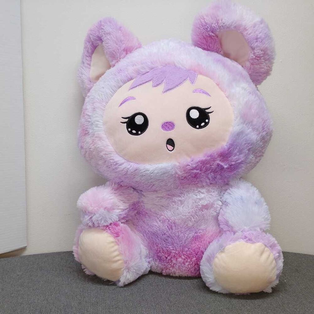 Yoonique Big Eyes Purple Pink Tie Dye Kawaii Plush Stuffed Animal Toy